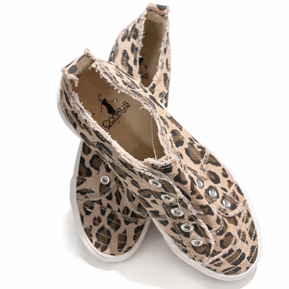 NWOT-Corky’s Leopard Print Slip on Sneakers-Casual Canvas Shoes Women’s